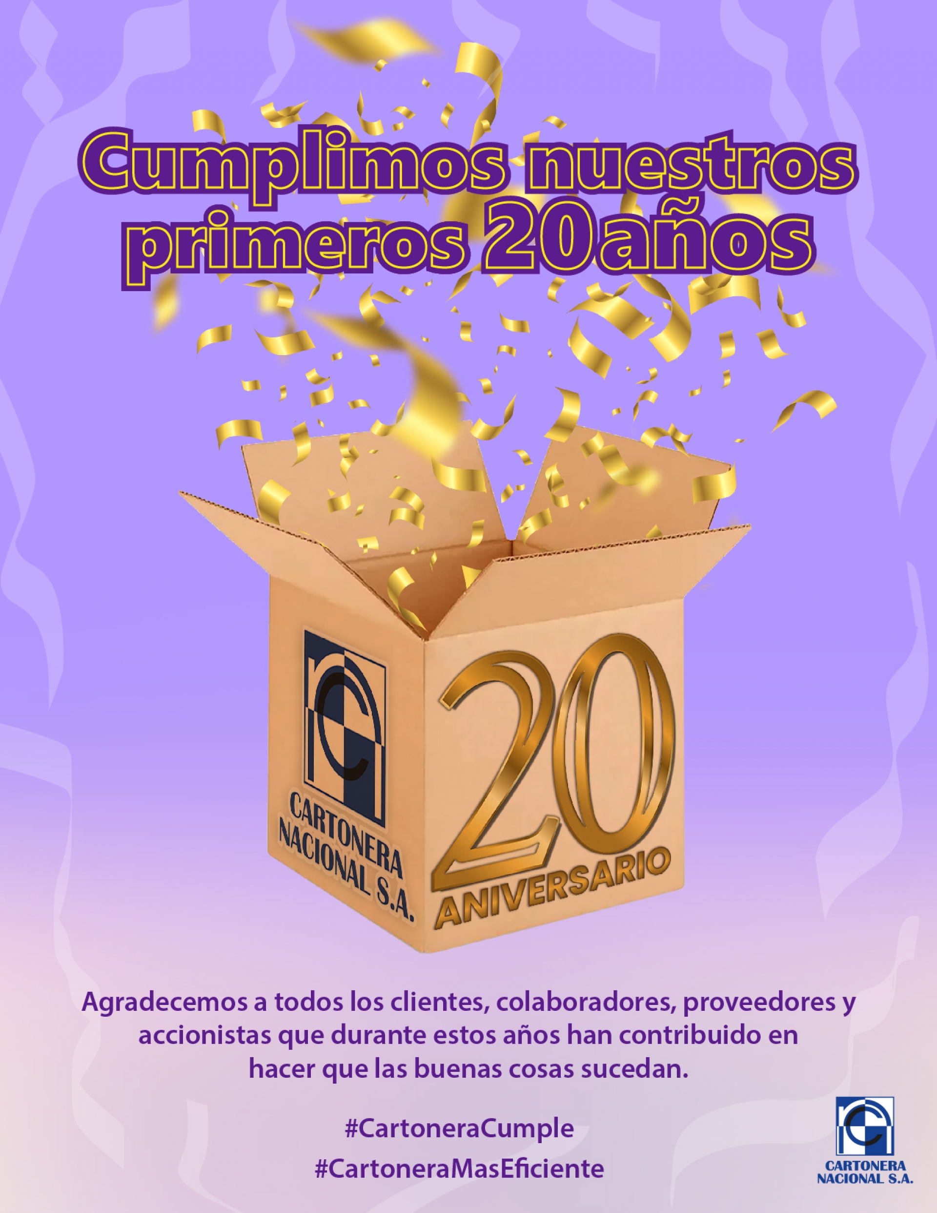 Cumplimos nuestros  primeros 20 años